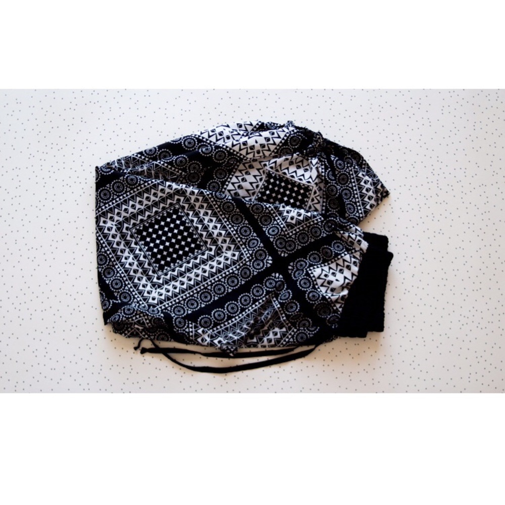Patterned Black & White Harem Pants